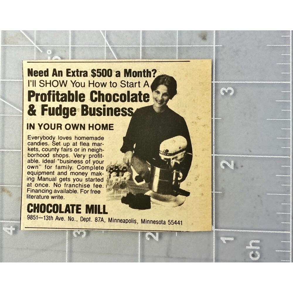 Chocolate Mill "Profitable Chocolate & Fudge Business" Vintage Print Ad 1983